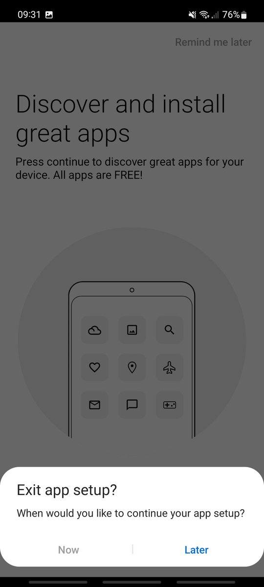 Elke1171's tweet image. Since yesterday I've been getting this pop-up on my Samsung A52s. I don't seem to be able to clear it and I don't want any more apps. As soon as I back out of the menu it reappears. Can anyone advise how to clear it? @SamsungUK @SamsungMobile