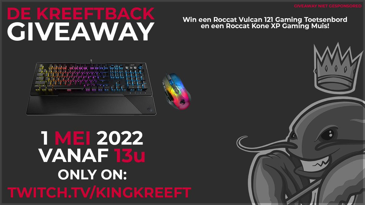 KingKreeft's tweet photo. DE Kreeftback is begonnen! We zijn er weer live op Twitch. https://t.co/RS7IR51afb

Kom zeker kijken en vergeet niet mee te doen aan de giveaway! https://t.co/jTciCLg8Zr