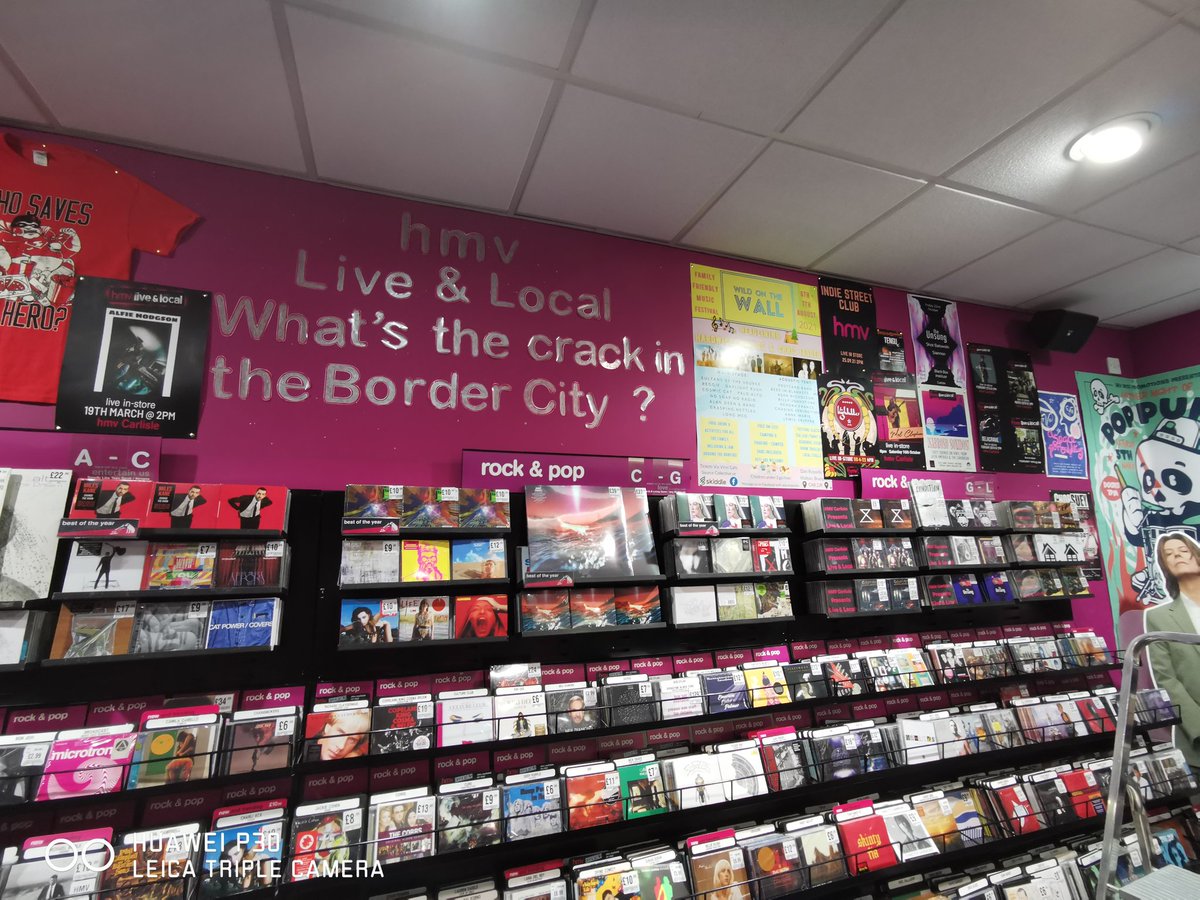 hmvCarlisle's tweet photo. Over the moon with our poster additions to our #hmvliveandlocal 'what's the crack' wall.

It was a pleasure to ha e @cotcontroller &amp; @Baghdaddies in-store yesterday.

What's next for @hmvCarlisle

@hmvWorkington @hmvtweets @FeatureCumbria @TheLanesSC @CarlisleShopper https://t.co/VXzNJlOdIw