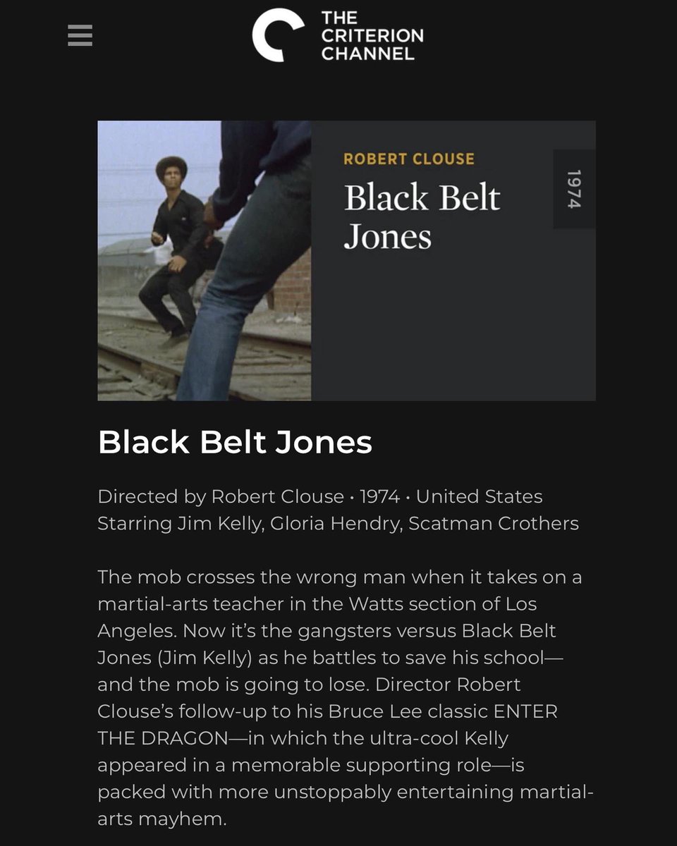Black Belt Jones (1974) •
#blackbeltjones #jimkelly #gloriahendry #scatmancrothers #alanweeks #ericlaneuville #malikcarter #earlbrown #eddiesmith #estersutherland #earlmaynard #marlagibbs #tedlange #robertclouse #criterionchannel (#criterion) #whatimwatching