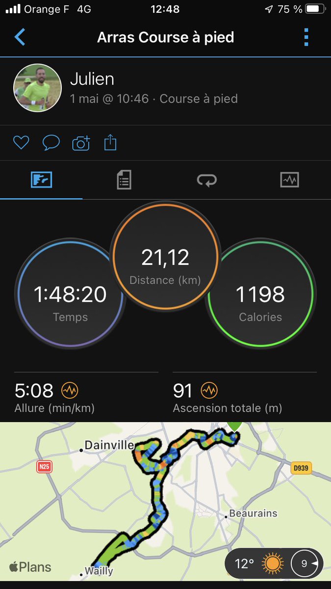 JulienBocquet's tweet photo. Bon #1erMai ✌🏼🍀
Sortie longue 🏃🏻‍♂️ de mon côté avec en extra 😅 une séance de renforcement musculaire avec @TiboInShape et son application #shapeyou 💪🏼🏋🏻‍♂️
Top cette appli ➡️exercices et recettes 😋
#running #run #courir #garmin #fenix5 #adidasSL20 https://t.co/3mTRxpbx6J