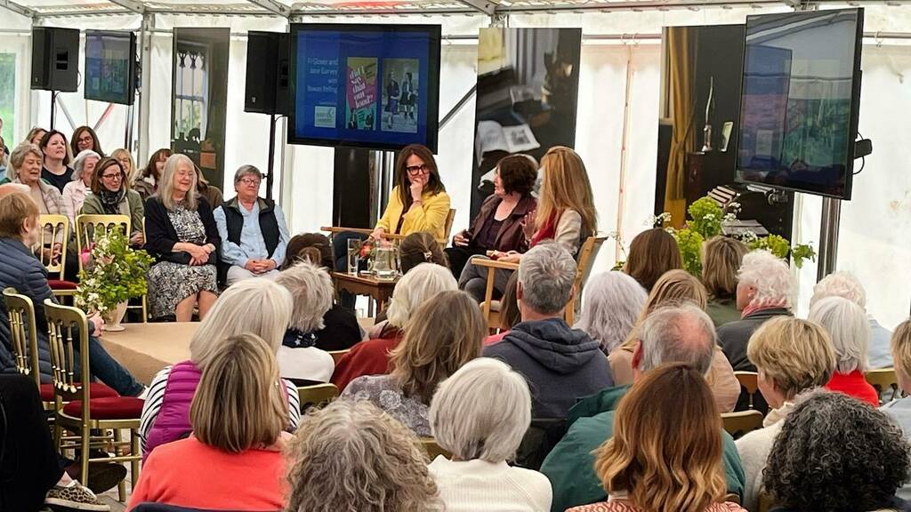 nancyjanelove's tweet photo. It was a full house for @fi.glover and @janegarvey23 today. They were brilliant as expected! 

#chidd_castle @chiddlitfest @bgprize @berrylambertssolicitors 

#literaturefestival #litfest #chiddingstoneliteraryfestival #chiddingstone https://t.co/zlPfFAj5F6 https://t.co/ECDjhLjroL