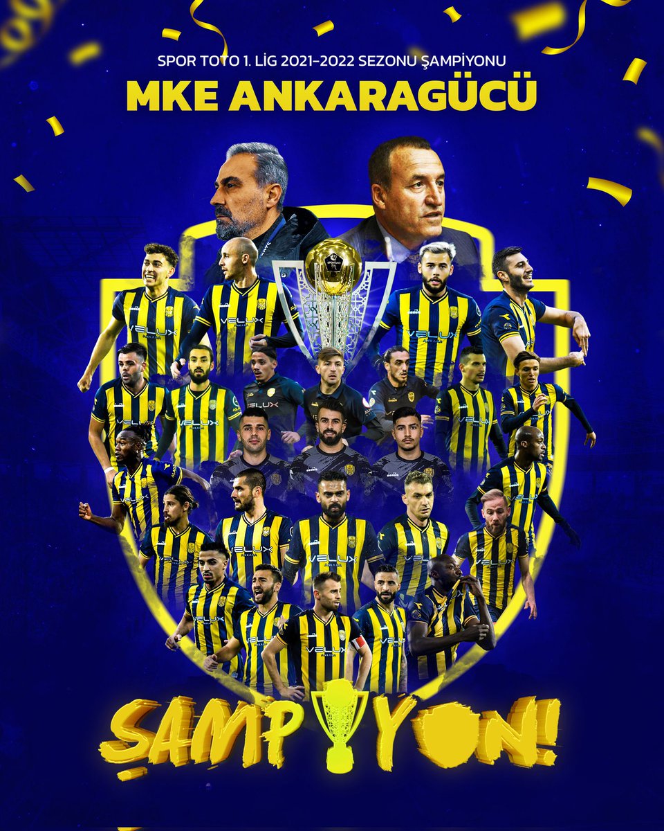 GÜÇLÜLERRRRR… 

TFF Süper Lige yükselme başarısını gösteren, 

💙💛 MKE Ankaragücü Futbol Kulübünün 

Değerli Yönetimini, Antrenör ve Sporcularını ve tabiki muhteşem taraftarını canı gönülden kutluyorum…

👏👏💪🧿

#Ankaragücü