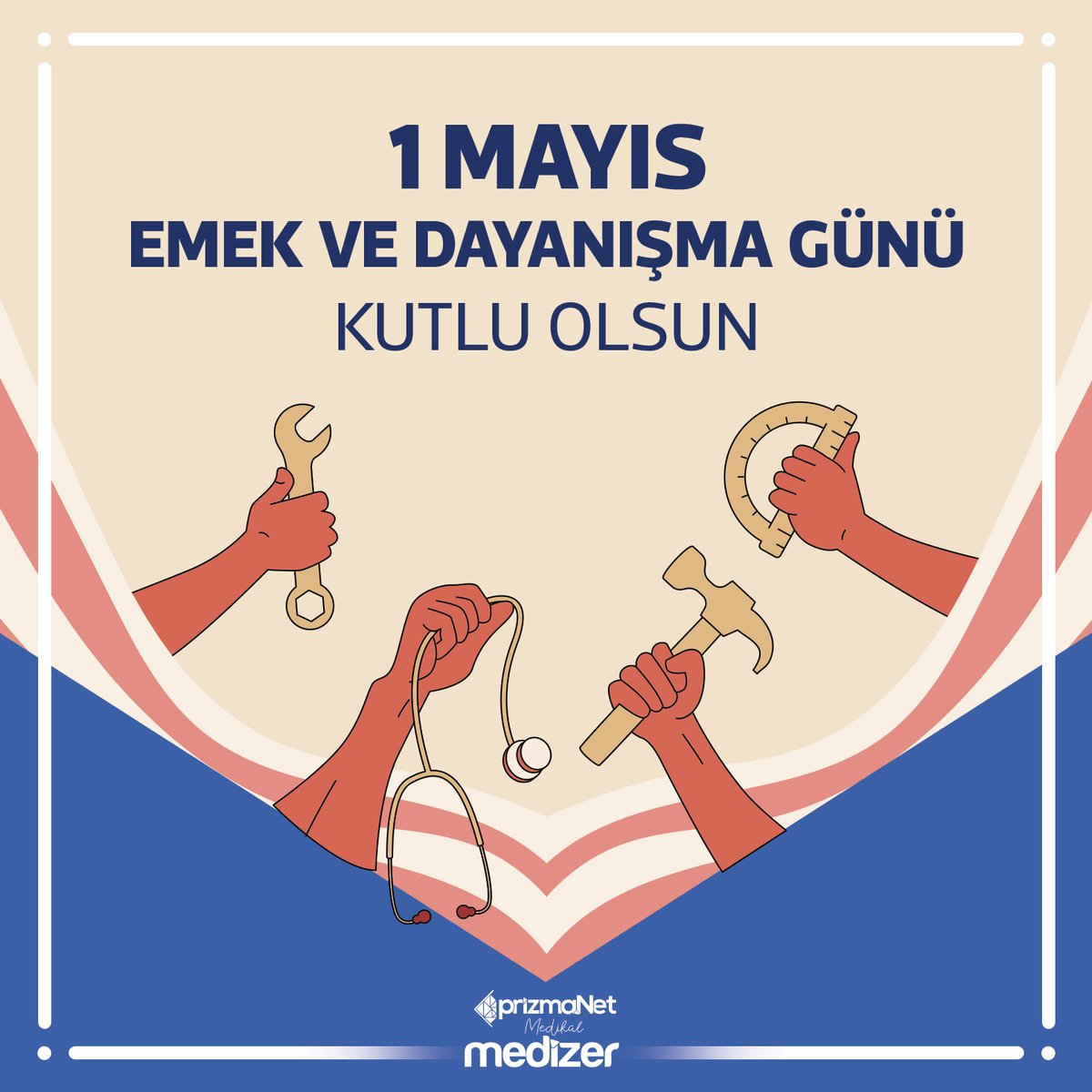 Çalışan, üreten, alın teri, akıl teri döken, haklarını emekleriyle arayan tüm işçilerimizin bayramını kutluyoruz 🩺🔧🔨 #1mayısemekvedayanışmagünü #1MAYIS