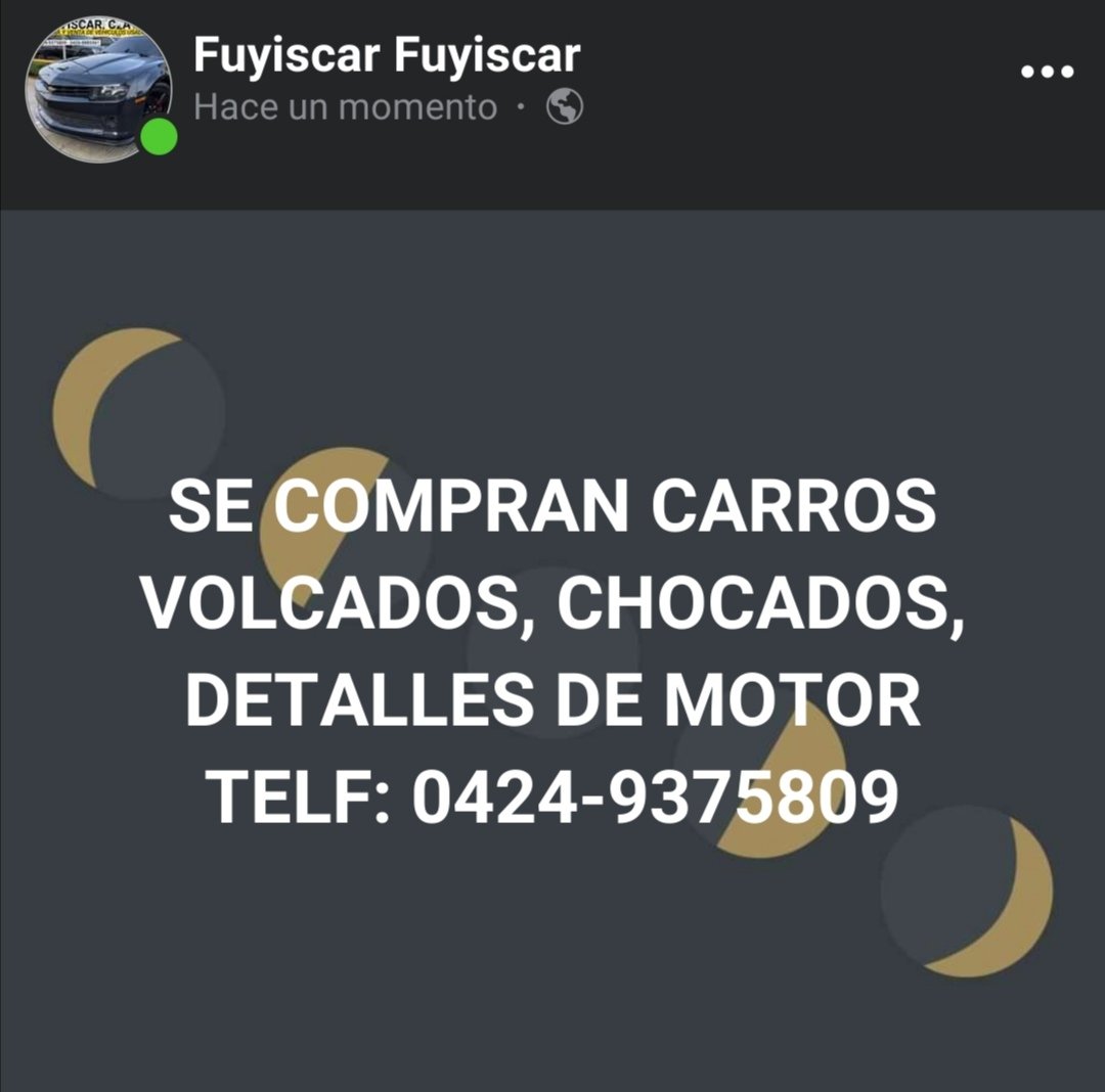Fuyiscar's tweet photo. Compramos tu carro chocado. Detalles de motor entre otros @Fuyiscar #Maturin #Anzoategui #Merida @leoperiodista @sierranevadam https://t.co/jMUUl9P0wy