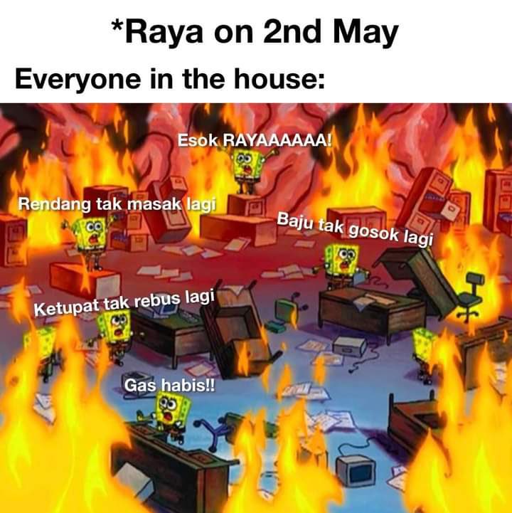 fofa_gang's tweet photo. Selamat Hari Raya to those who are celebrating! 😂🤣 pentas eid pun tak siap lagi ni… takpelah raya sebulan…😆 https://t.co/0kj2auFAyZ
