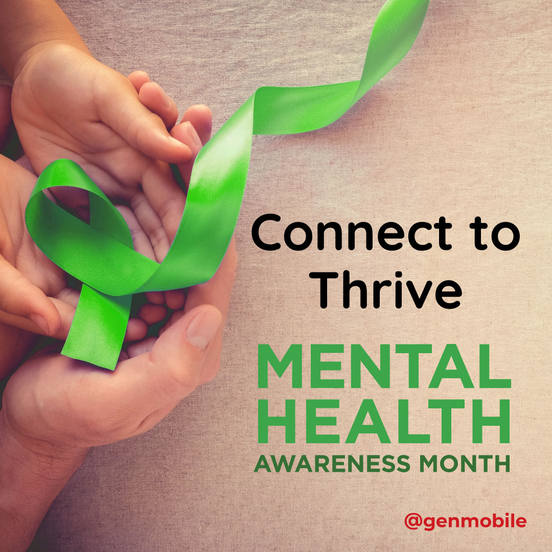 Social connection improves physical health and mental and emotional well-being. With #genmobile plans starting at $15, you can connect and bond with loved ones in the US or internally through unlimited calling and texts. #mentalhealthandawarenessmonth