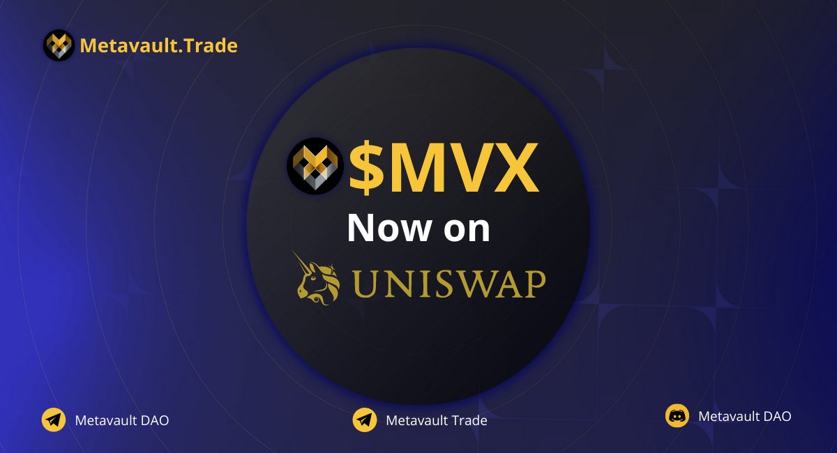 MetavaultDAO's tweet photo. It's TIME! 🥂 $MVX token on @0xPolygon @Uniswap is launched. 🔥

Contract Pair ID: 0x30f5c777ab316e6878d2b71a32274e4c2842327a

https://t.co/HRgySnM0hT https://t.co/7aoWcgYJ5n