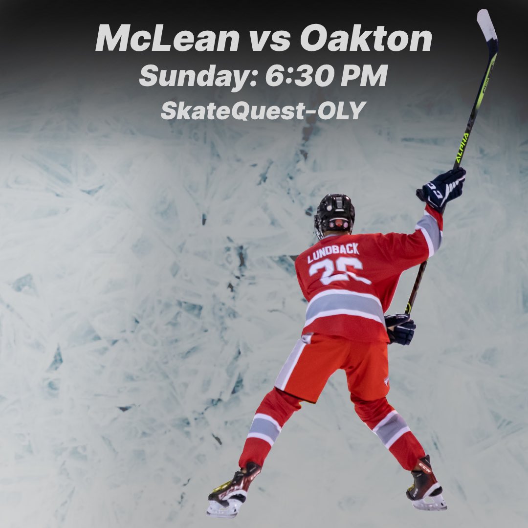 GoMcLeanHockey's tweet photo. 🔴⚪️⚫️ Game Day‼️
Game #4 vs. Oakton
🏒 Puck Drop 6:30 pm
SkateQuest OLY👊 🔥
Free Admission
Link for Live Stream Video in bio if you can’t be there in person
📸: Owen Deutsch &amp; James Li https://t.co/ltKODhCzvv
