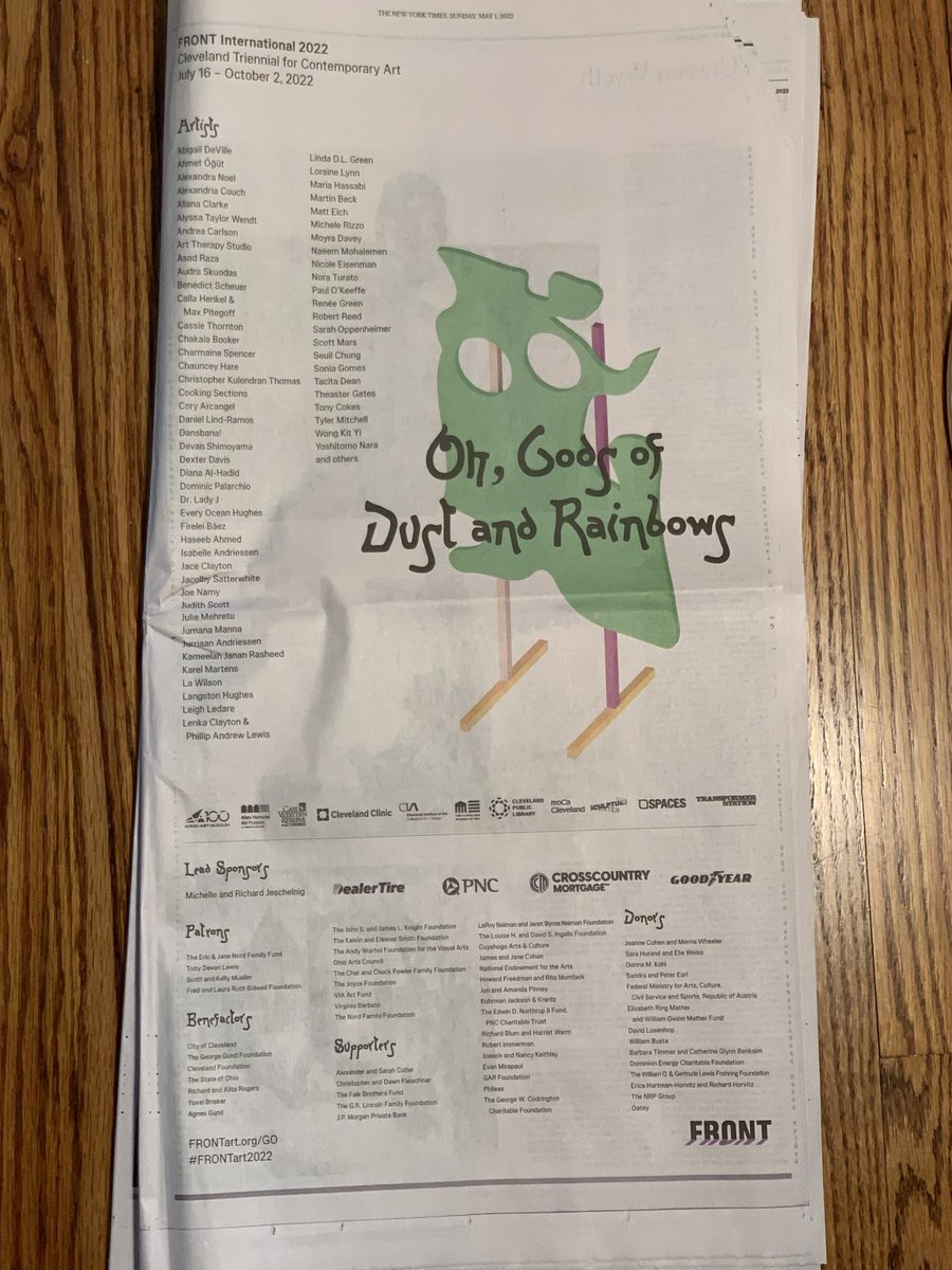 steven_litt's tweet image. Big ⁦@FrontTriennial⁩ ad in nyt today. Get ready for July 16 #Cleveland #NortheastOhio ⁦@fredbidwell⁩ ⁦@ClevelandArt⁩ ⁦@AkronArtMuseum⁩ ⁦@TransformerStat⁩ ⁦@moCaCleveland⁩