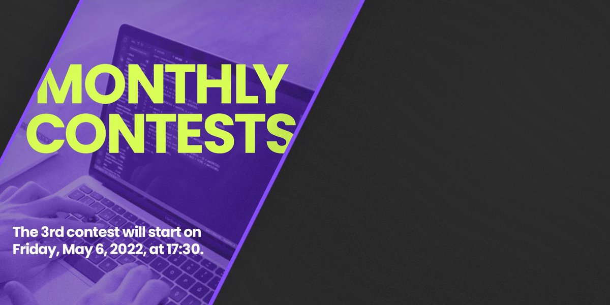 algoleague's tweet image. //brace your keyboard 

Monthly Contest #3 will be held on May 6 at 17:30. Apply now to take a step towards mastering Algorithms 👉 algoleague.com/contest/monthl…

#algoleague #inzva #solvetogether