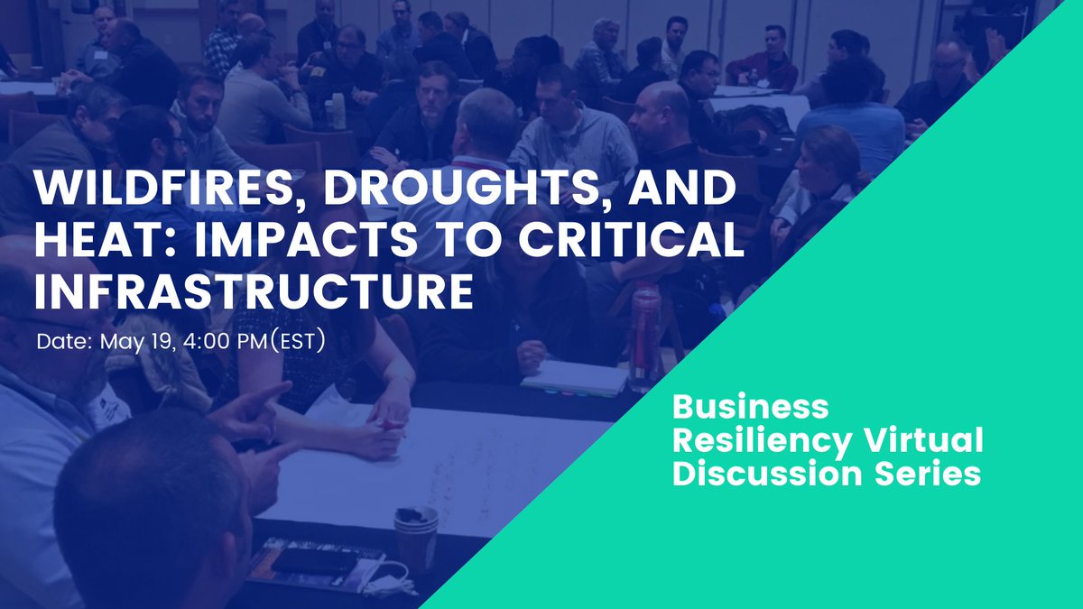 ahcusa's tweet image. [NEW] Wildfires, Droughts, and Heat: Impacts to Critical Infrastructure - Date: May 19, 4:00 PM (EST)
Register: resilienceexch.org/registration-1

● Dave Jones
● Kelsey Satalino
● Joseph Conran
● Hunter Jones
● David Green
● Abby Browning