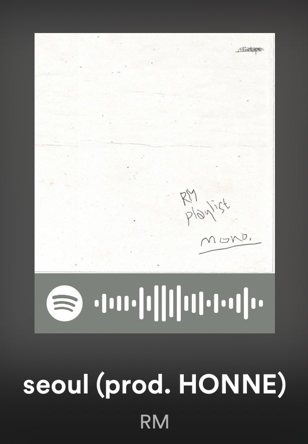 ナムが愛するHONNEからビートを貰いたくてprodで参加して貰いSeoulに捧ぐ歌詞をつけて修正しながら2年かけて完成したと言っていた'Seoul' 'mono'がリリースされた時3年ぶりのミクテ2に凄く話題になったよね.今日は１日TLがBTS三昧だったけど日本のラジオからナムの'Seoul'が流れてるのが不思議だったな