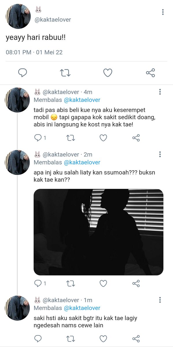 arkeeshiaa's tweet photo. taekook sometweet au
─────────────

tw // cheating, angst
cw // nsfw pict 
udah tau bakal hancur kenapa tetep di lakuin? https://t.co/E2nJBQjTdO