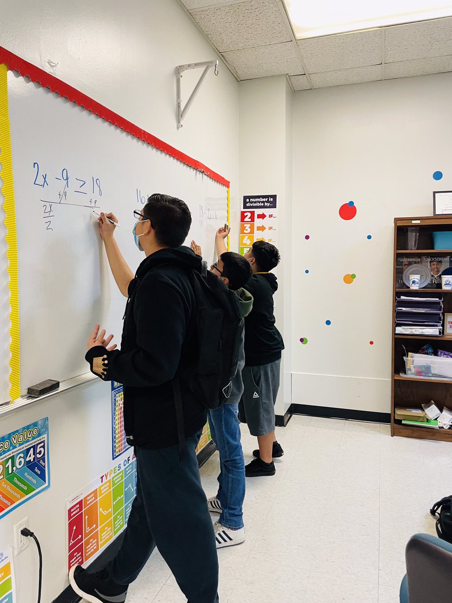 theeSPEDucator's tweet photo. STAAR In-School Math Tutorial includes inequality relays! @MMAFA_HISD @HISDMiddleSchls @DrQMil @HISDSPED #thinkingANDdoing #testprep #wewillDEFEATtheSTAAR #STAARWars https://t.co/6dN0nAIfQ6
