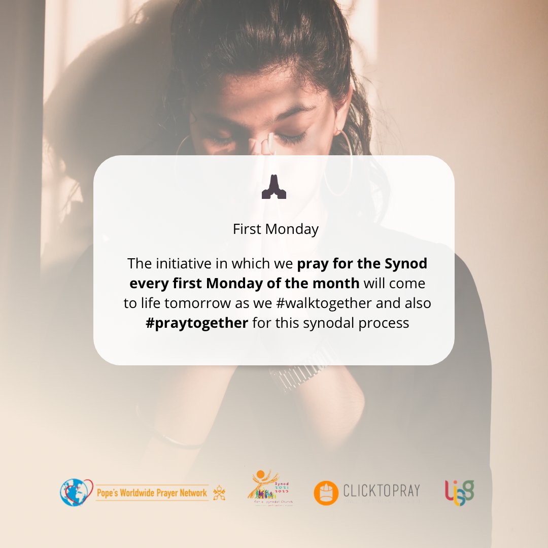 Synod_va's tweet photo. Good news! We have a new initiative! We will tell you about PRAY FOR THE SYNOD FIRST MONDAY OF THE MONTH, tomorrow! Join this hand in hand prayer initiative for the #synod! #prayforthesynod #listeningchurch https://t.co/wxdYaxyH6s