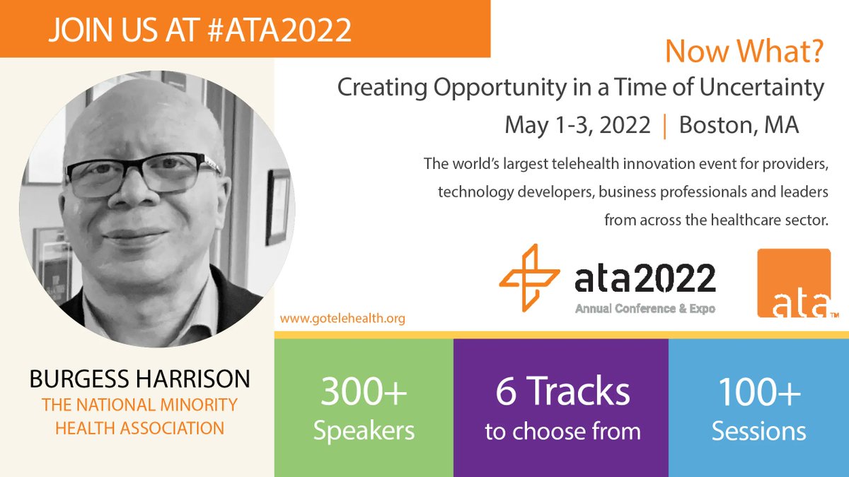 #Telehealth can mean #HealthEquity for ALL. We're proud endorsing partners of the #ATA2022  happening LIVE now in Boston focused on how we can continue to develop TeleHealth as a needed lifeline for making quality healthcare accessible.  thenmha.org/donation