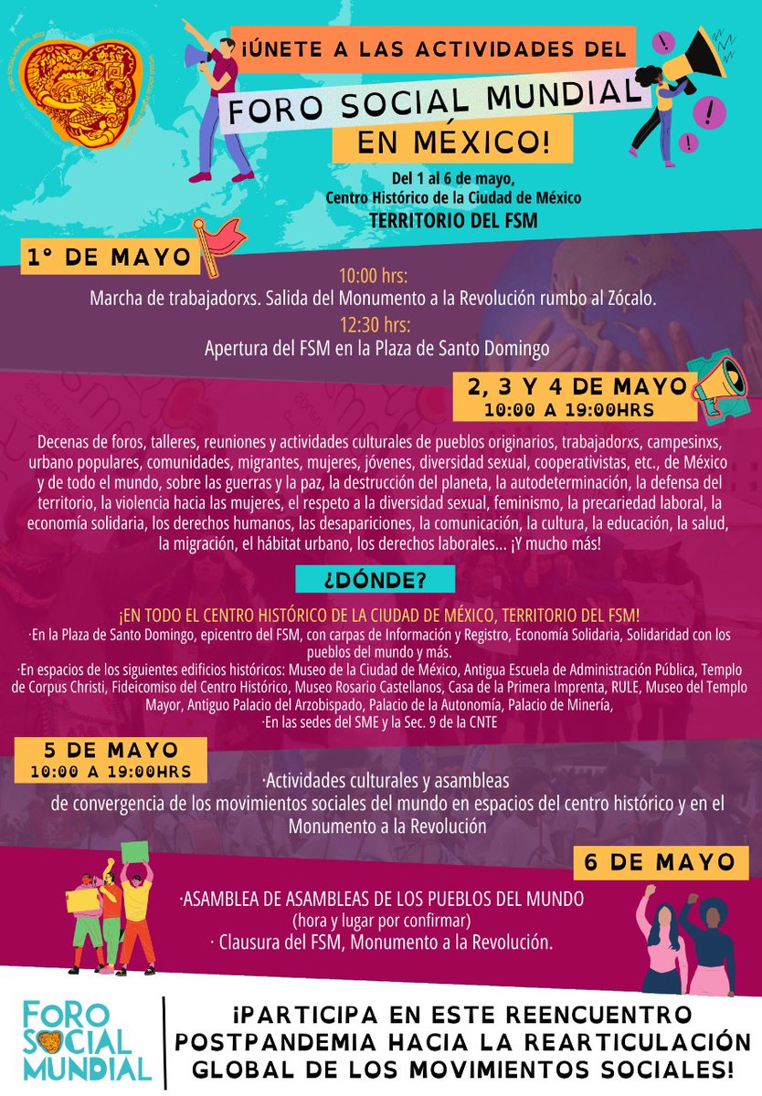 Con la marcha de este 1 de mayo, junto a la clase trabajadora inicia el #forosocialmundial2022Mexico
