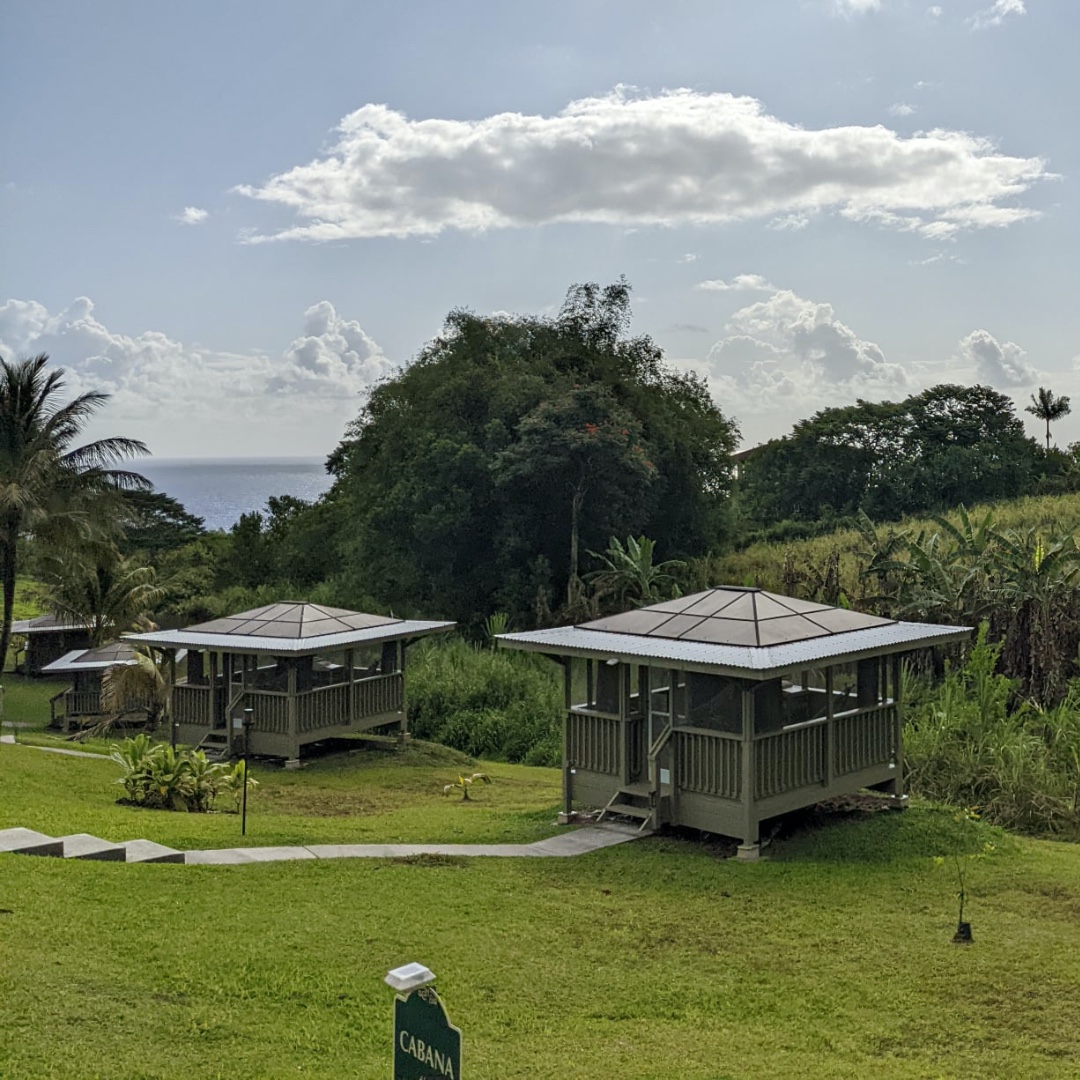 Day 3: Waterfalls, Local Eats &amp; Lava Tubes… oh my! (Part 1): 1 of the most beautiful sunrises I've seen, from our hammocks!!! We took our time to get up and make ourselves some breakfast in the community kitchen &amp;  took a quick tour of the space since we had gotten in so late.