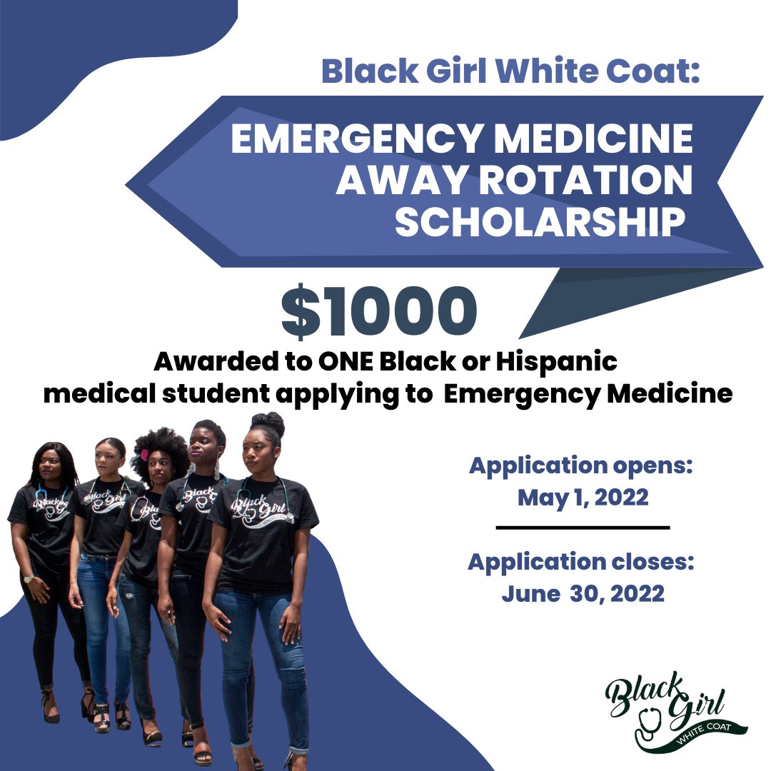 🚨NEW SCHOLARSHIP ALERT🚨 
Are you applying for #EmergencyMedicine away rotations this year? Then this scholarship is for you! 
One winner will receive a $1000 scholarship AND an Emergency Medicine physician mentor to help guide you through the application cycle.