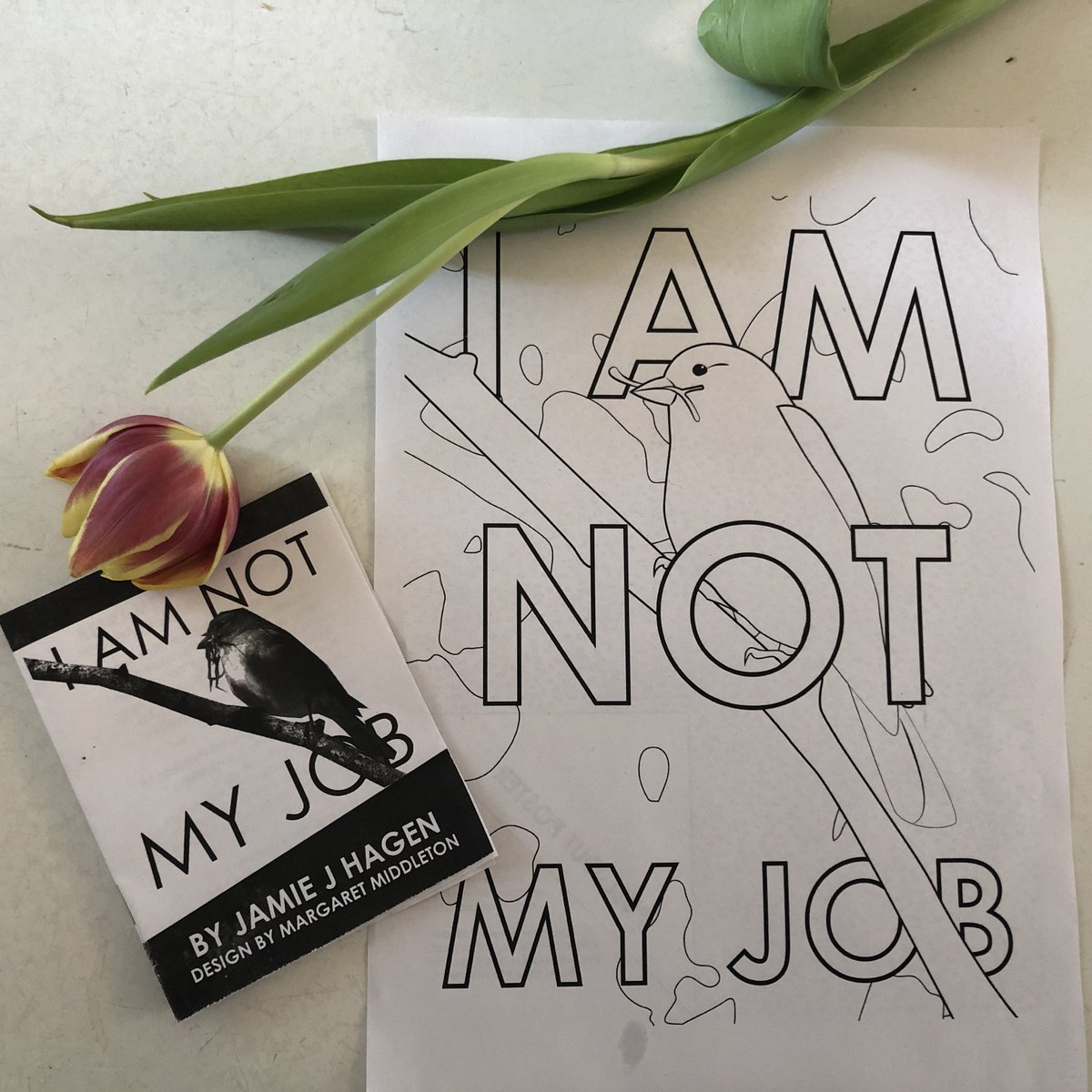 Jamiejhagen's tweet photo. Happy #MayDay! @magmidd and I made you a zine to help you remember you are more than your job. Check it out! You can view it online and even print it at home. #IAmNotMyJob https://t.co/bEemV4N7X4 https://t.co/7rnPucY3b2