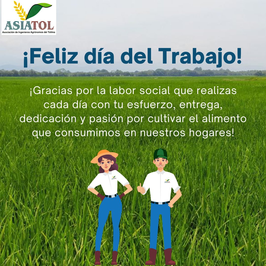 Asiatol1's tweet photo. ¡Feliz día del trabajo para todos!
Especialmente a los profesionales de la Ingeniería Agronómica y Agronomía que tanto aportan a la economía del país, al sector agropecuario y la seguridad alimentaria.
#díadeltrabajo #1demayo #trabajo #profesión #oficio #actividadlaboral https://t.co/yAxCAsotYz