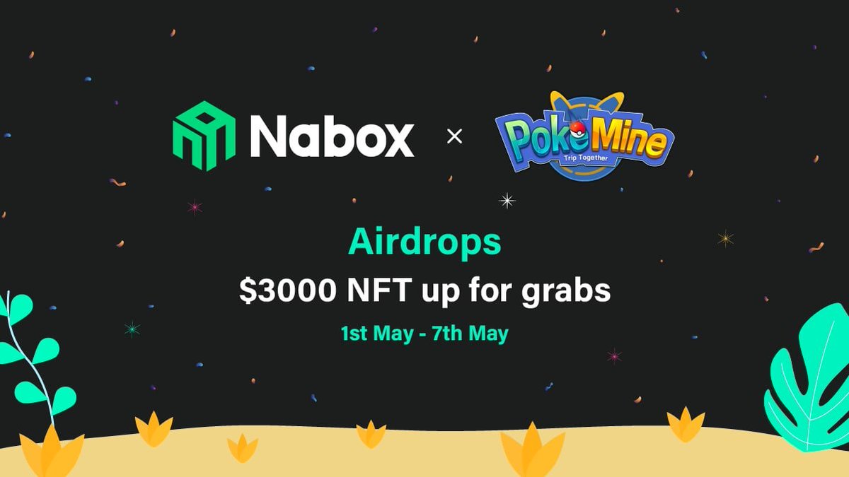 Nabox ✖️PokeMine Collab #Airdrop🎁

1⃣Rt,💕, @ 3 frds
2⃣Download👉nabox.io
3⃣Follow <a href="/naboxwallet/">Nabox</a> &amp; <a href="/PokeMineGo/">PokeMine On DEME</a>
4⃣Join Telegram &amp; Discord chat in the form 
🔗forms.gle/7PgTyG4t2zvSeb…

Share a prize pool of $3000 #NFT 

#Giveaways #airdrop #BSC #pokemon #Nabox #GameFi