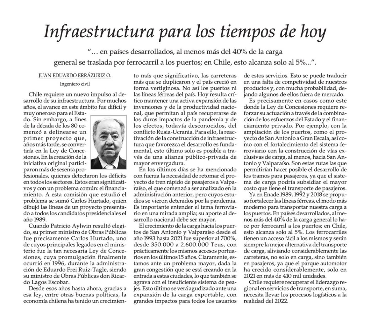 Sabias que en muchos paises desarrollados, un 40% de la carga va por #tren, mientras que en #Chile solo un 5% lo hace ? Porque urge un tren Santiago-#Valparaiso, asi como en otros lugares del pais ? + trenes para Chile ! v <a href="/ElMercurio_cl/">elmercurio_cl</a> y <a href="/pablonegri/">Pablo Negri Edwards</a> <a href="/mop_chile/">Ministerio de Obras Públicas🇨🇱</a> <a href="/dondavor/">Davor Gjuranovic</a>