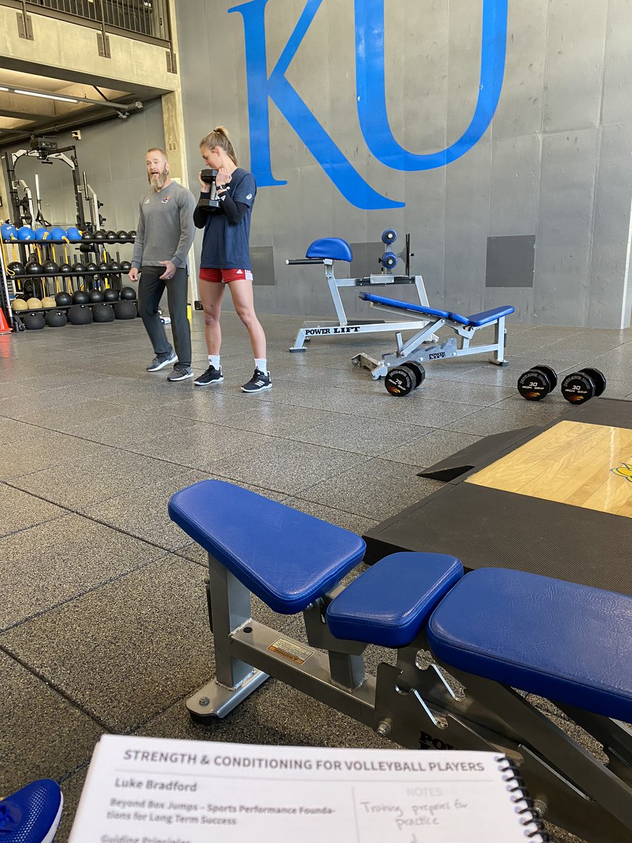 kitchenonalease's tweet photo. I’m grateful for an amazing opportunity to learn from Luke Bradford about how to help train specific strength &amp; conditioning moves and movements that will help our girls be better volleyball players! What an impressive weight, too! #aoclawrence2022 https://t.co/uxr65dMHli