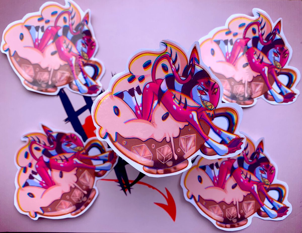 pastelprizm's tweet photo. The stickers are here !!! Will post them on my Etsy soon #HelluvaBossFanart #helluvabosssticker #Stolitz #blitzoxstolas https://t.co/F7921kDByM