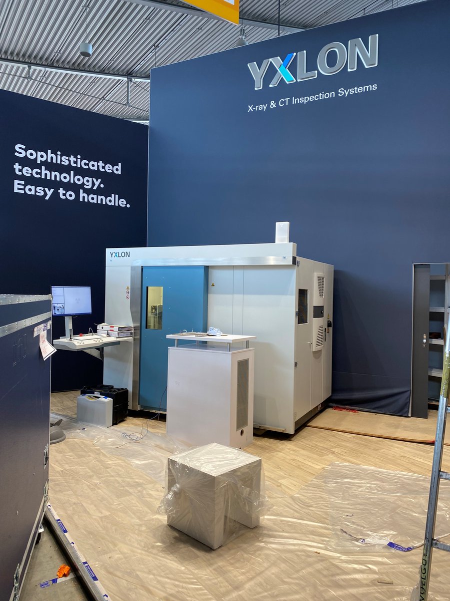 CometYxlon's tweet photo. Preparations for @Control_Messe  are in full swing. Piece by piece, our booth is taking shape. A big thank you to our #boothbuilders and #engineers who are doing a great job 💪 here in Stuttgart during the weekend. Looking forward to meeting you at our booth 3305 as of May3rd. https://t.co/v0ojv1N2j0