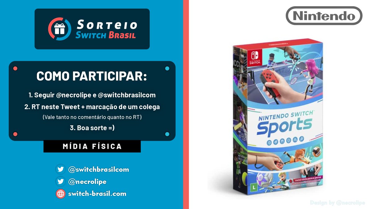 necrolipe's tweet image. 🎁SORTEIO🎁

Palavra é palavra né lindos!? Tá afim de ganhar a mídia física brasileira? Só vem! #NintendoSwitchSports 

1. Seguir @necrolipe e @switchbrasilcom
2. RT + *marcação de amigo
(*Vale no RT, comentário, etc.)

– Até 04 de Maio

🍀Boa Sorte🍀