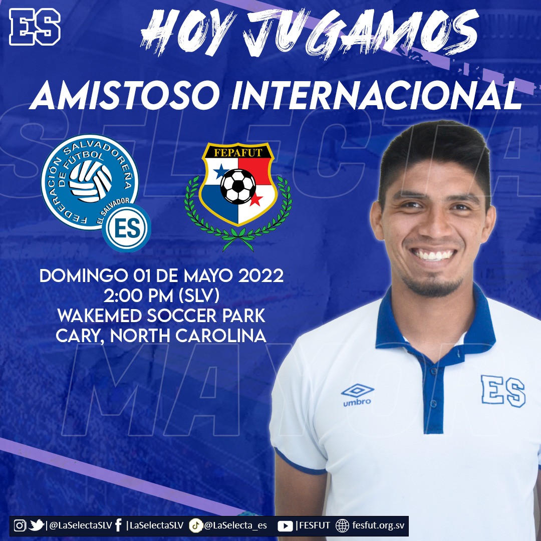 LaSelecta_SLV's tweet photo. 👏⚽🇸🇻| Hoy Jugamos
Nuestra Selección Nacional Mayor realizará el Amistoso Internacional 🆚 @fepafut 🇵🇦 en el WakeMed Soccer Park, North Carolina.
#ElSalvador🇸🇻
#LaSelectaMayor https://t.co/LN8G7W6qZG