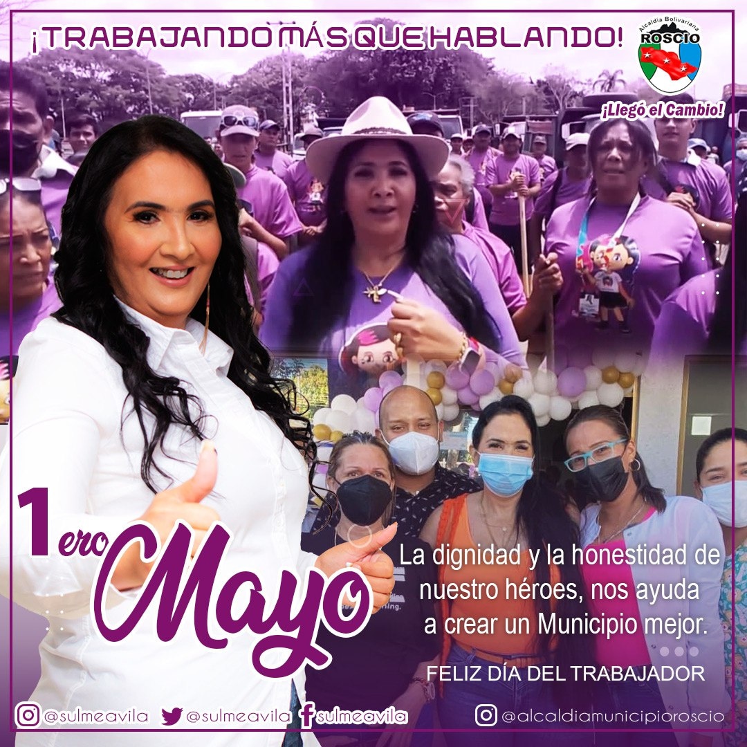 sulmeavila's tweet photo. #1May Nuestro reconocimiento a los trabajadores de la @alcaldiamunicipioroscio que con esfuerzo y optimismo  contribuyen con el desarrollo de nuestro Municipio Juan Germán Roscio Nieves. Dios me los Bendiga siempre y seguimos #TrabajandoMásQueHablando

#DíaDelTrabajador #1deMayo https://t.co/HQYK9qpSbO