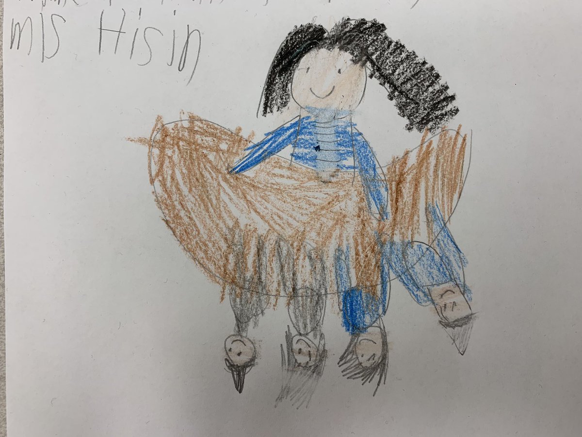 MrsHensonOPS's tweet photo. I’m quite impressed with these kinders art skills. A student drew a picture of me working with kids at the “back table”. 🙂👍🏼💙 #ThisGroupIsSpecial #Kinder #CSCardinal https://t.co/umOFjbM9XP