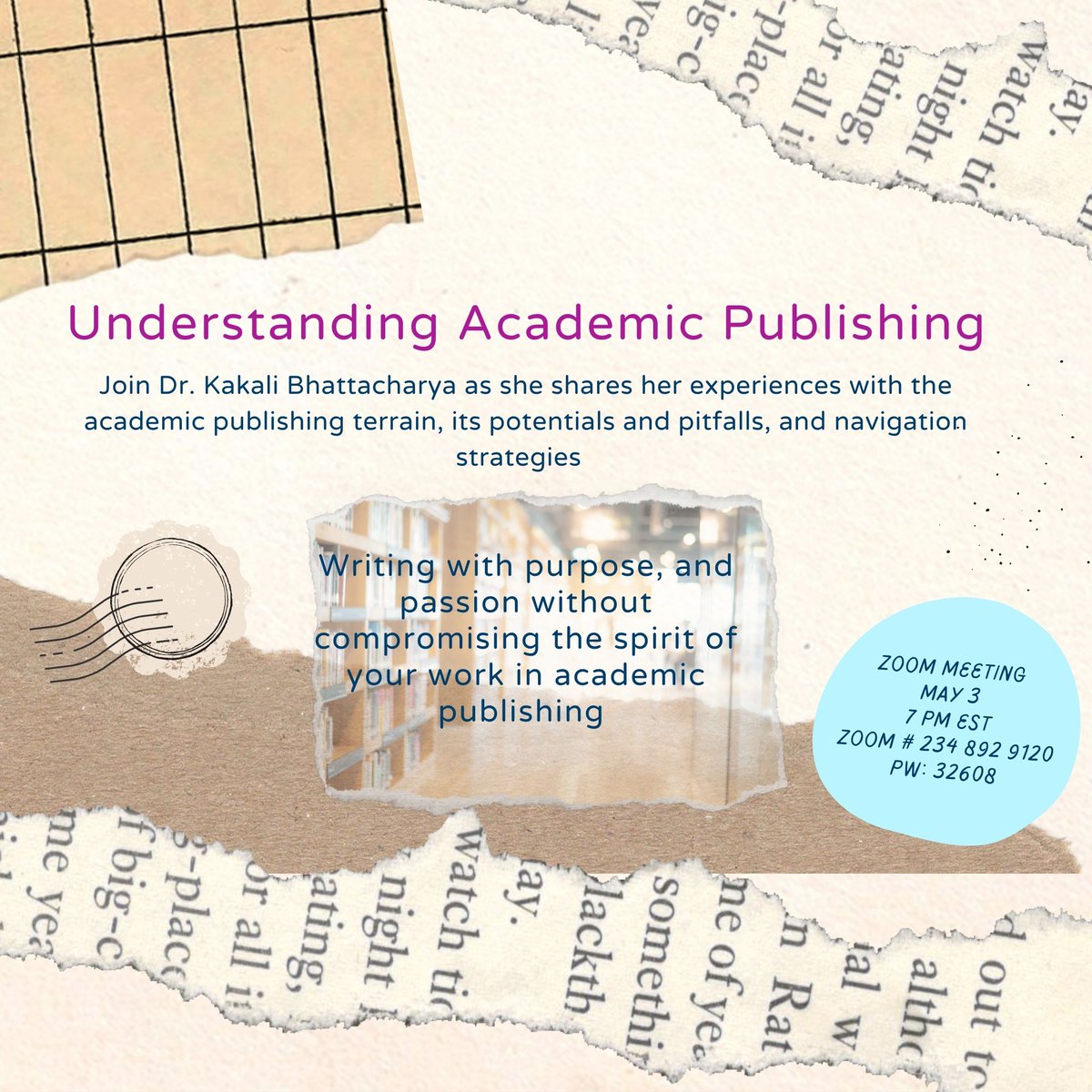 drkakali's tweet photo. As an editor of a journal, book series, and various special issues, I'm often asked about navigating the academic publishing game without compromising the spirit of your work. Join me this Tuesday for a Zoom webinar and ask all the questions. Zoom - https://t.co/eLNGzdEwGU https://t.co/7YsO7yKnCL