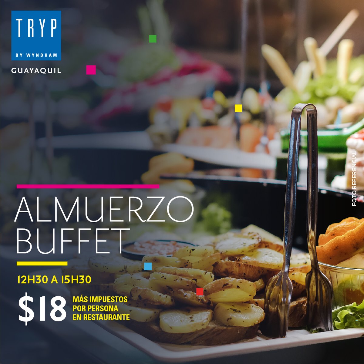 Disfruta de nuestro Almuerzo Buffet en el TRYP💙🤤
$18 más impuestos por persona
- 3x2 en cerveza Club Premium 
-Incluye 2 horas de parqueadero 
Realiza tu reserva:
 📞042595959
 📲0987345681
 📩olmedo@trypguayaquil.com
#wyndhamgardenguayaquil #guayaquil #ecuador
