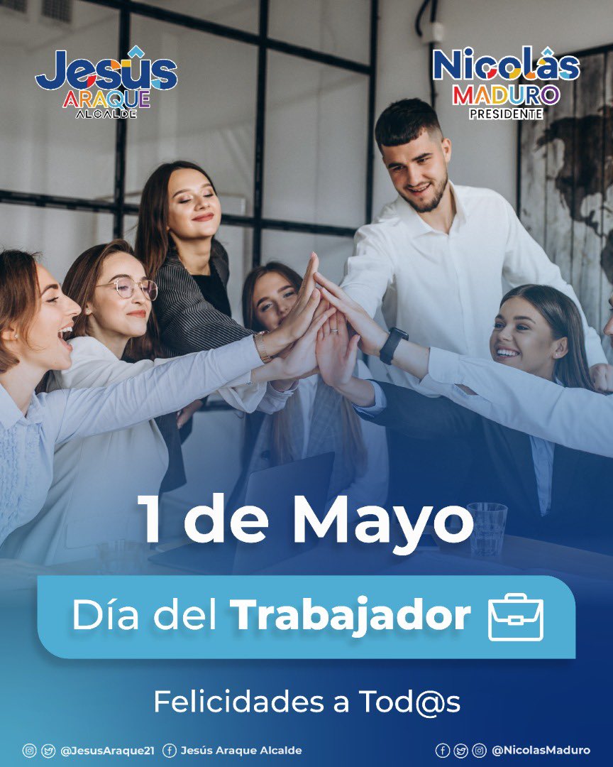 A nuestra clase obrera trabajadora feliz día, ustedes son el pilar fundamental en la gestión para construir la Mérida de todos y todas.

Juntos de la mano con nuestro presidente <a href="/nicolasmaduro/">Nicolás Maduro</a> saldremos adelante. 

<a href="/JesusAraque2021/">JESUS ARAQUE</a> #01May 

#méridaciudadderetos 🏔
