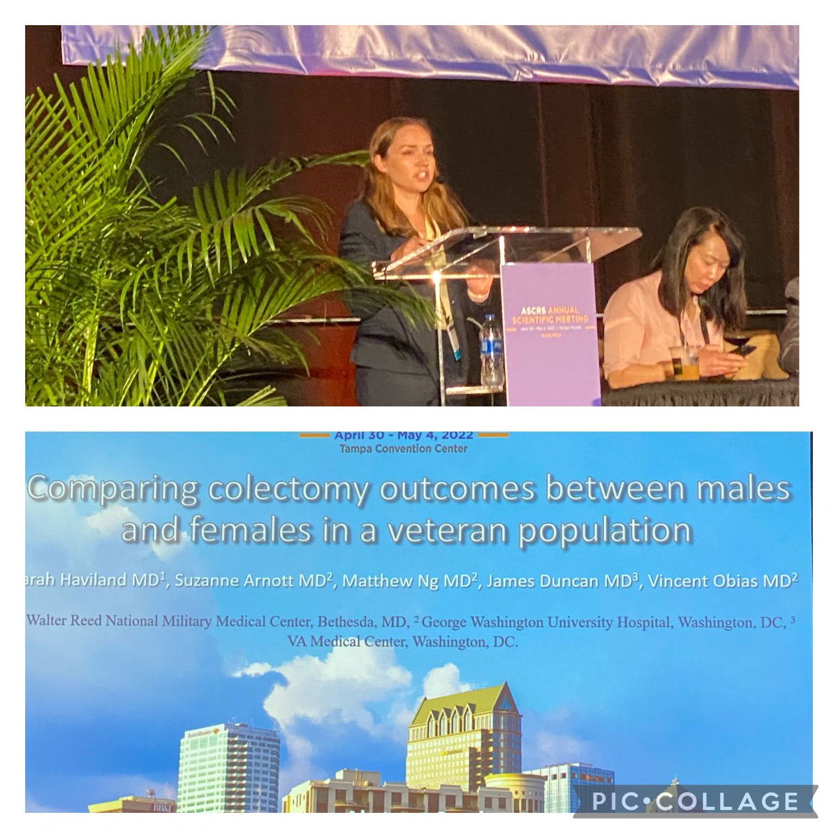 Wonderful talk by @SarahHaviland2 on Any differences in Colectomy outcomes in men vs women in the VA population. News alert- women are treated as good, if not better, in the VA system!! @ASCRS_1 #ASCRS22 @GWHospital @USUWR_GenSurg