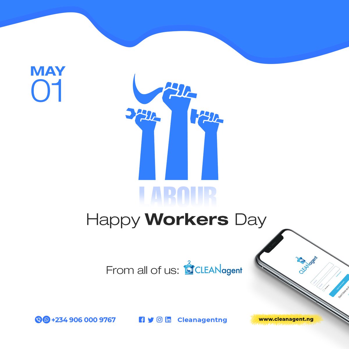 Cleanagentng's tweet photo. Happy labour day to all working to make the world a better place.
Take pride in your good work.......There is dignity in labour! https://t.co/jJwAOOYtEN