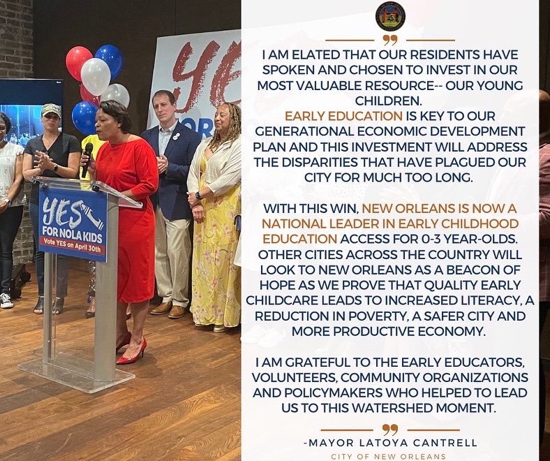 mayorcantrell's tweet photo. I am elated that our residents have spoken &amp; chosen to invest in our most valuable resource-- our young children👏🎉

Early education is key to our Generational Economic Development plan &amp; this investment will address the disparities that have plagued our city for much too long👇 https://t.co/frks2JWMnu
