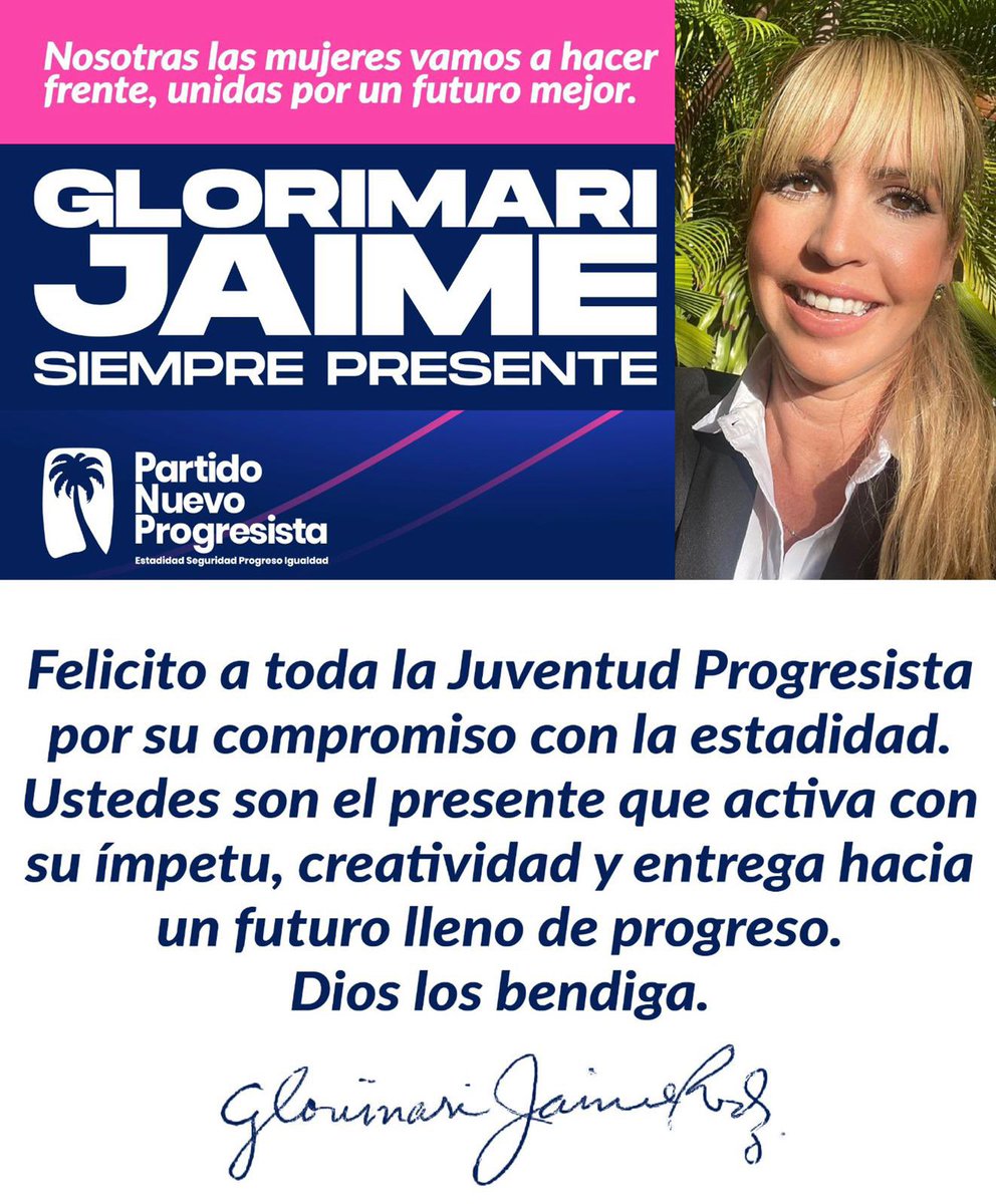 Felicidades a la Juventud Progresista de PR por su excelente Convención que se llevó a cabo este fin de semana en Aguadilla. Cuenten conmigo siempre.