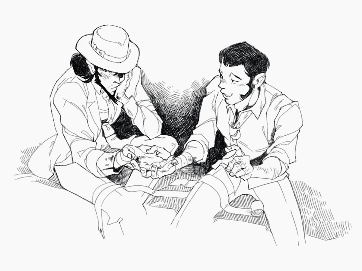 loopseedaysee's tweet photo. palm reading as an excuse to hold hands 

#ルパン三世 #次元大介 #lupinthethird #lupiniii #jigendaisuke https://t.co/uMJkiKUdFi