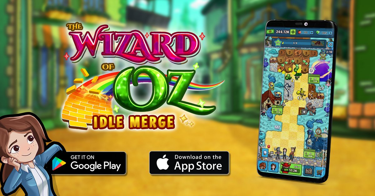 TinyRexGames's tweet photo. Wizard of Oz: Idle Merge is available in the Apple &amp; Google app stores (Canada and Philippines). Download it today!  Dorothy and her friends are expecting you.

https://t.co/Mbxd38Hmq7 https://t.co/alnzVuzpgE