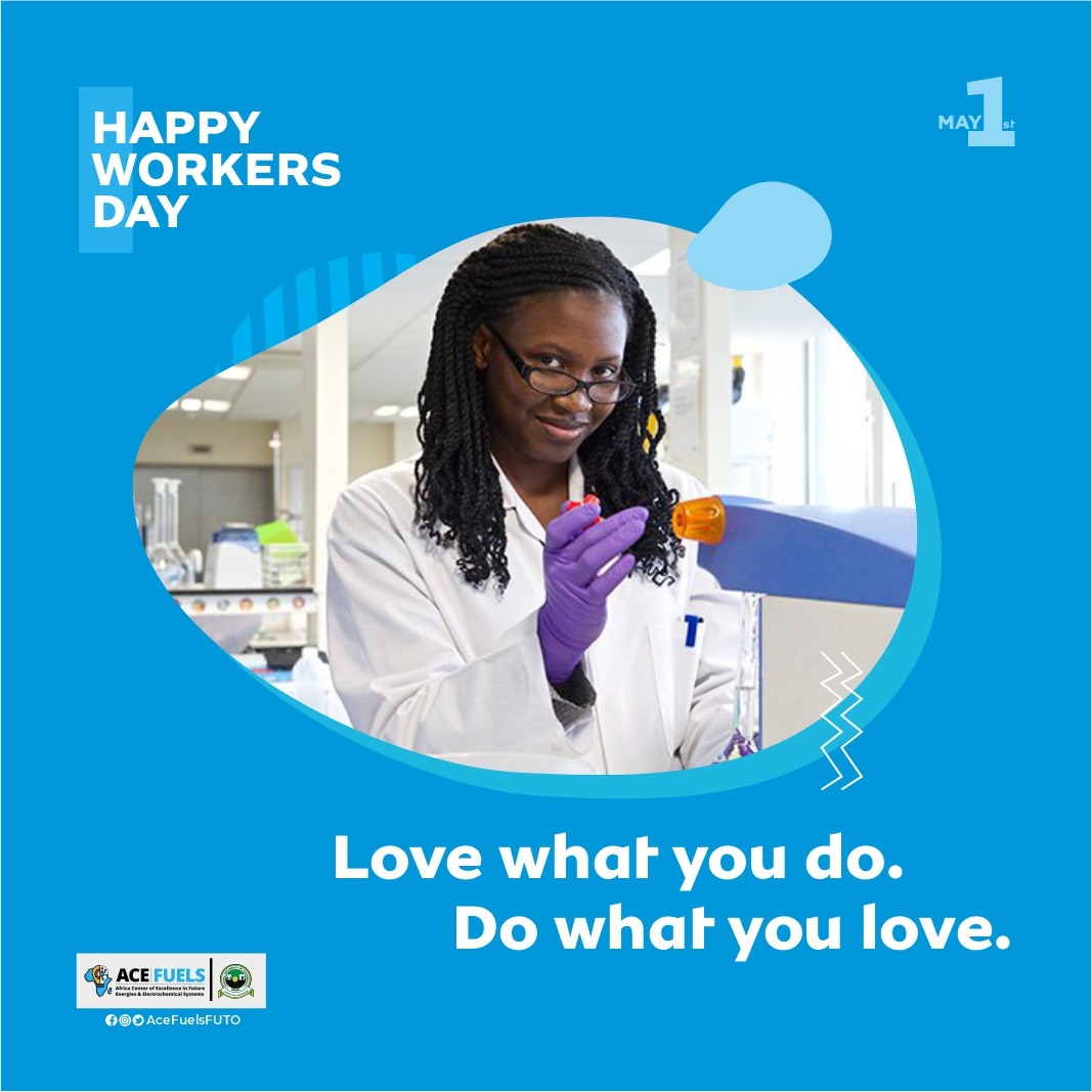 Happy #internationalworkersday.

#internationalworkersday #WorkersDay2022 #scicomm #innovation #scienceandinnovation #innovationinscience #sdg #unsdg #worldbank #aceimpactproject #acefuels #acefuelsfuto #acefuelsininnovation #acefuelsacademy #researchinafrica