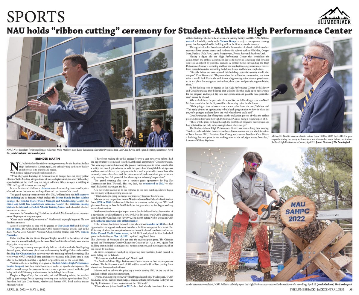 BrendenMartin_'s tweet photo. Sports Section of 𝘛𝘩𝘦 𝘓𝘶𝘮𝘣𝘦𝘳𝘫𝘢𝘤𝘬

Northern Arizona University’s student voice since 1914

Volume 113 Issue 14 | April 28, 2022 - May 4, 2022 https://t.co/P7MyAP9tb6
