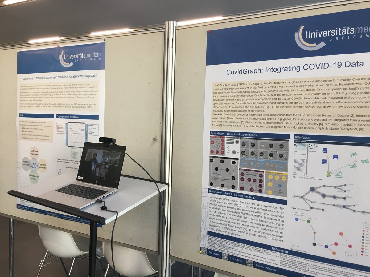 We joined the "day of medical research" at @UMGreifswald for the first time this year #TdWdM: <a href="/LGutebier/">Lea Gütebier</a> presented our works on CovidGraph <a href="/HealthECCO/">HealthECCO</a> and #MASYMOS. <a href="/kirubel_biruk/">Kirubel Shiferaw</a> and <a href="/PayamWali/">Payam Wali</a> joined remotely and presented their works on #FAIR data for #ML in medical apps.