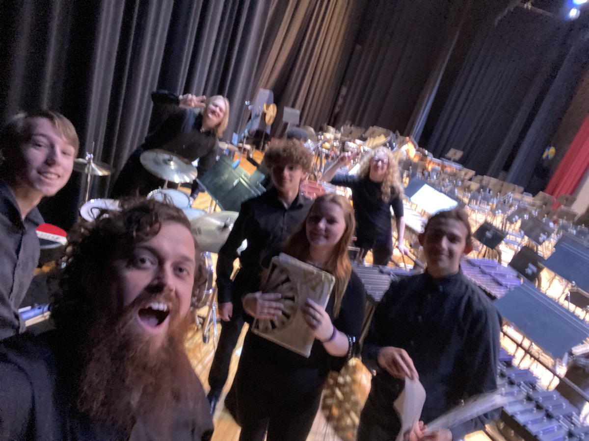 This picture is blurry because I was in a rush to take it but I got to perform with <a href="/VHS_Band/">VHS Band</a>’s drum ensemble and let me just say these are some of the most talented percussionists I’ve ever shared the stage with. #drummers <a href="/BVPSDistrict/">Bristol Va Schools</a>