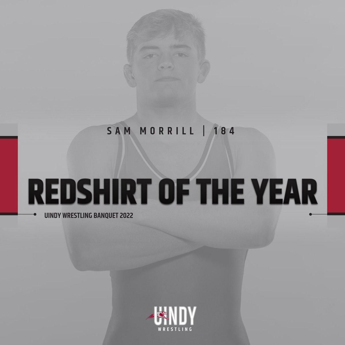 UIndyWrestling's tweet photo. 2022 REDSHIRT OF THE YEAR

SAM MORRILL https://t.co/oMLmDr0H6c