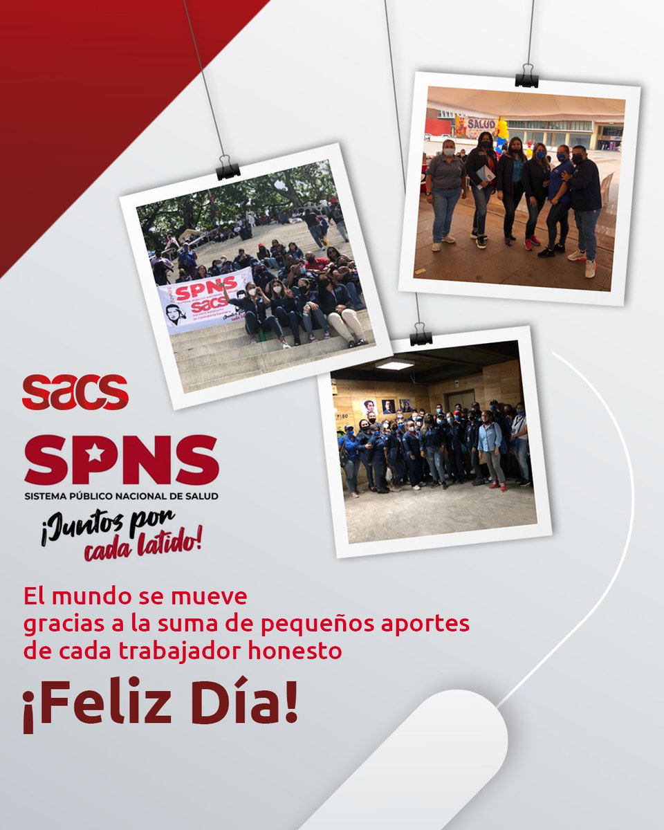 sacs_ve's tweet photo. ¡Feliz Día del Trabajador! @NicolasMaduro @MagaGutierrezV @MinSaludVE @marlizdiazf https://t.co/hQ3hK3Q41n